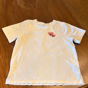 Cynthia Rowley White Tee with Red Butterfly Accent